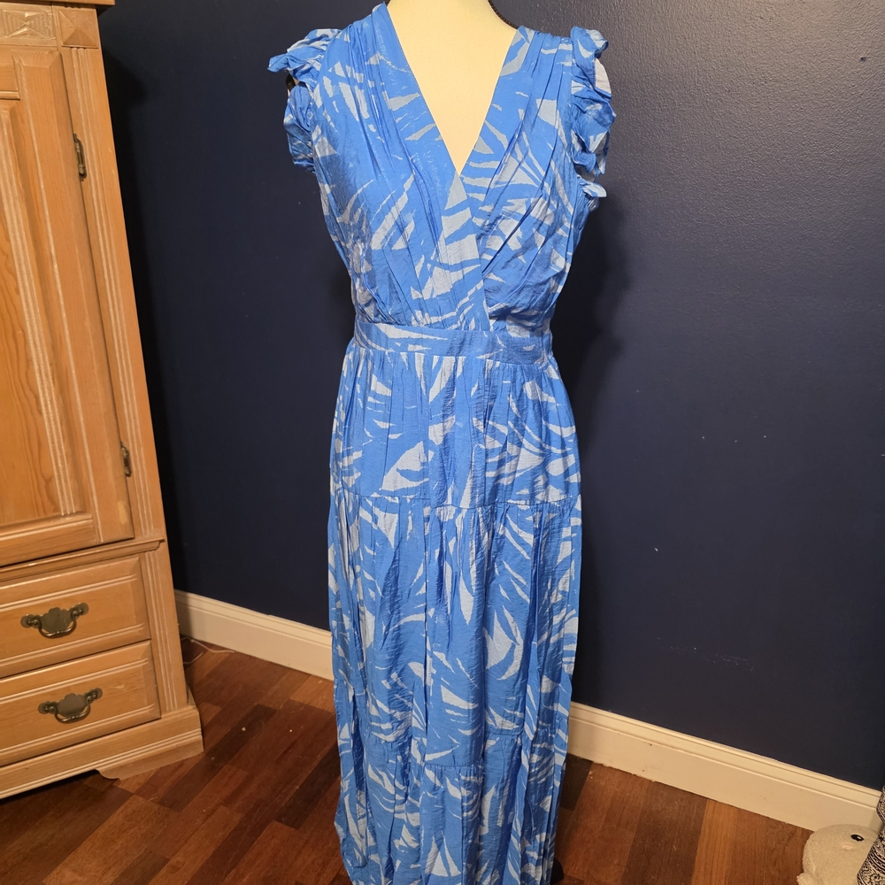 Taylor Blue and White Maxi Dress